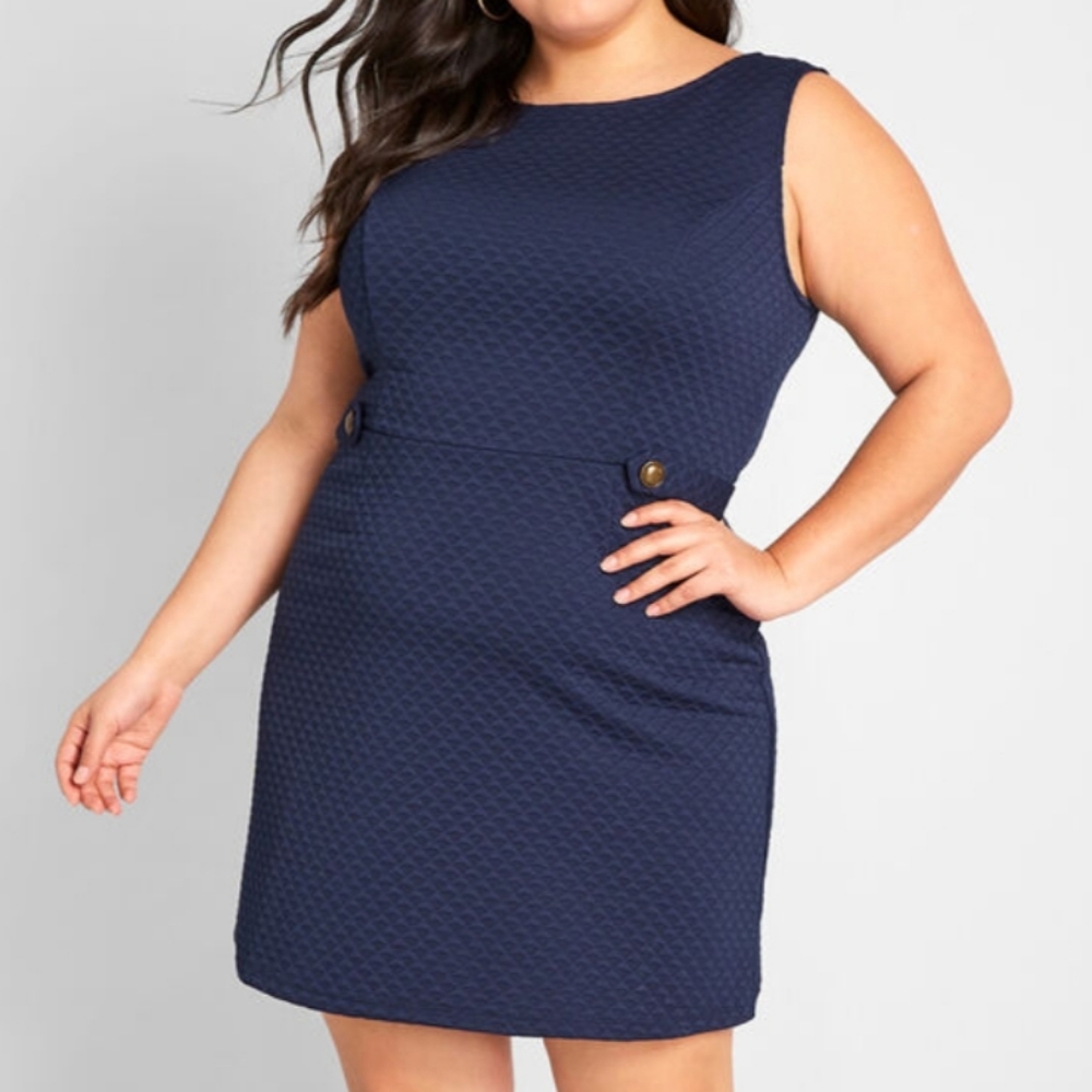 Mod Cloth Navy 60s Sheath Dress 2X